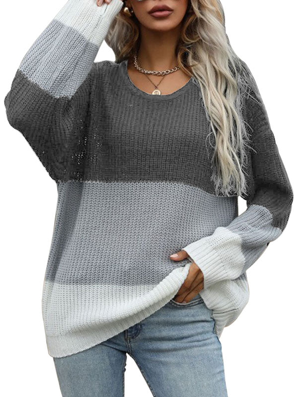 Women V Neck Batwing Sleeve Knit Top Loose Pullover Sweater