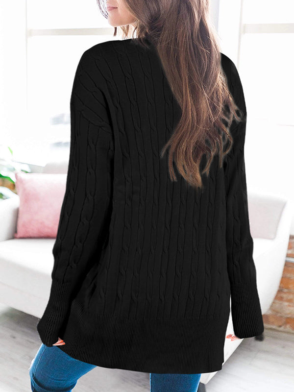 Women Long Sleeve Cable Knit Cardigan Sweaters Open Front Fall Outwear Coat