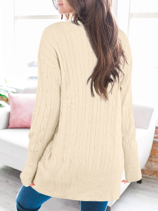 Women Long Sleeve Cable Knit Cardigan Sweaters Open Front Fall Outwear Coat