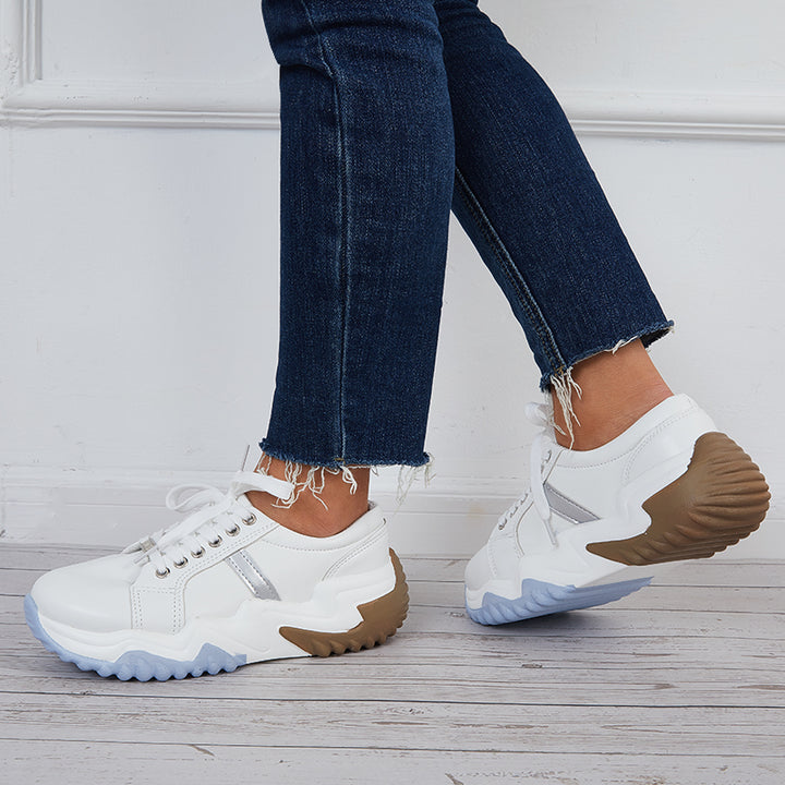 Women Platform Sneakers Lace Up Tennis Walking Shoes