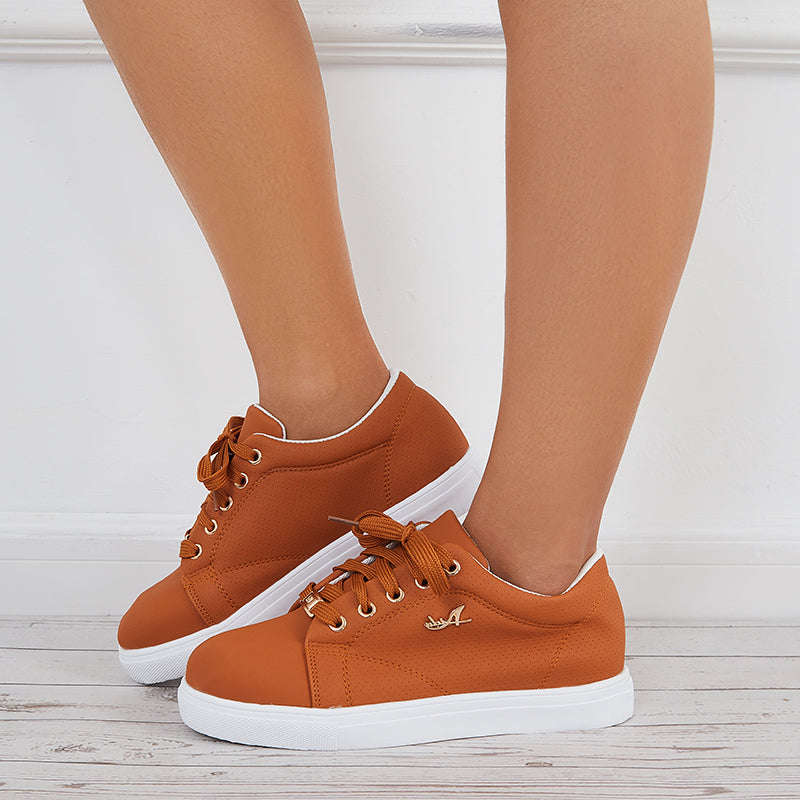 Women Casual Low Top Sneakers Lace Up Walking Shoes