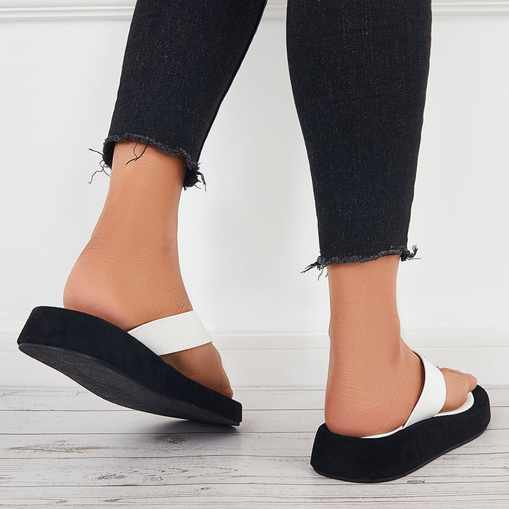 Women Platform Flip Flops Soft Sole Slides Thong Sandals