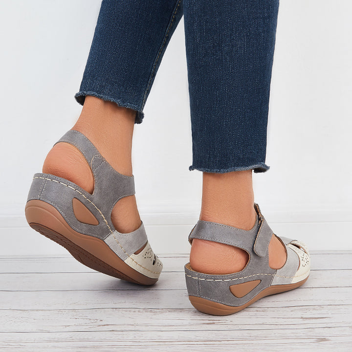 Slingback Wedge Sandals Platform Heel Ankle Strap Dress Shoes