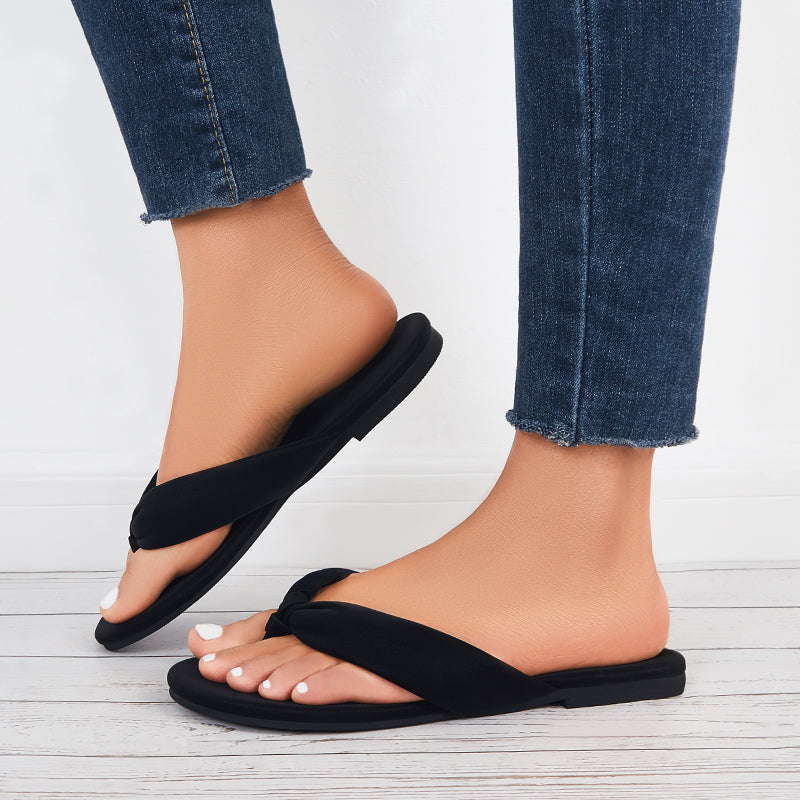 Soft Flip Flop Slides Round Toe Flat Slippers Thong Sandals