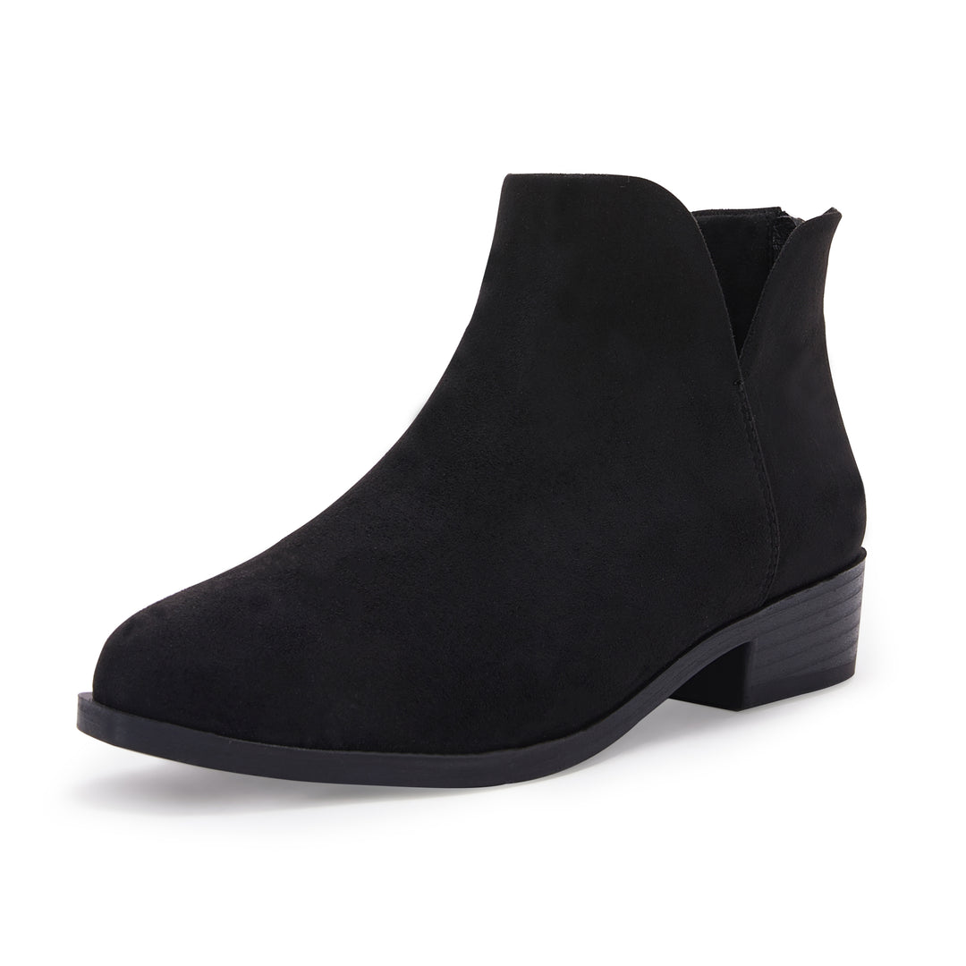 Kids Ankle Boots Slip on Cutout Pointed Toe Blow Low Heel Booties