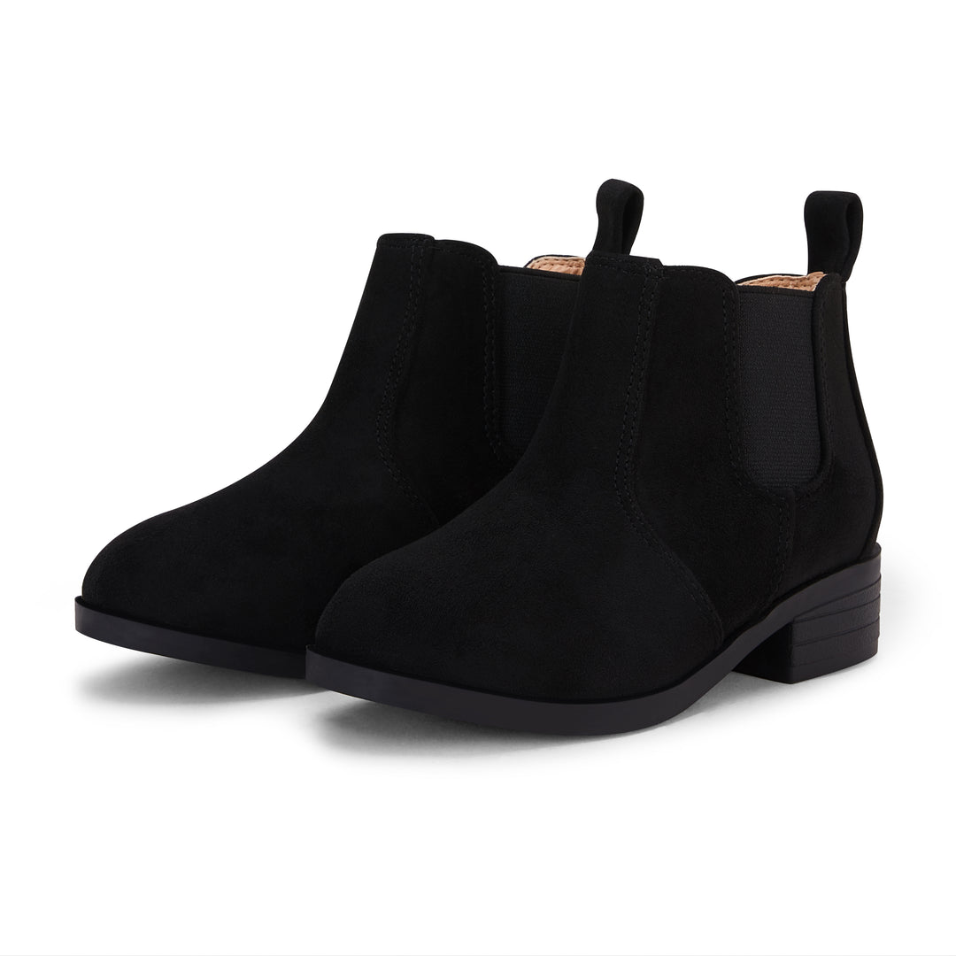 Kids Chunky Low Heel Ankle Boots Slip On Chelsea Booties