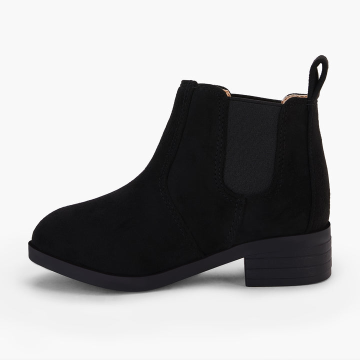 Kids Chunky Low Heel Ankle Boots Slip On Chelsea Booties