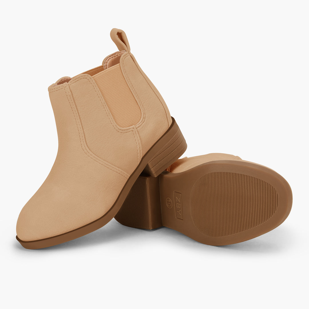 Kids Ankle Boots Chunky Heel Platform Round Toe Chelsea Booties