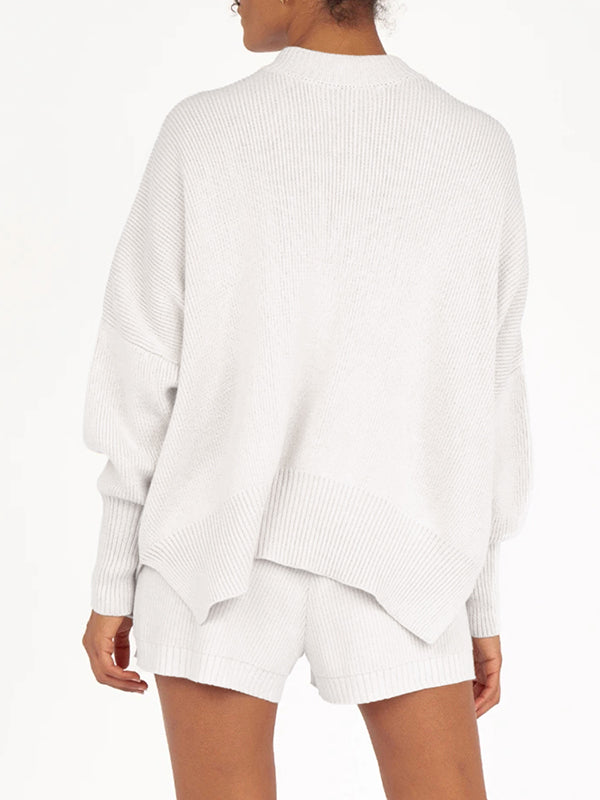Womens Oversized Sweaters Fall Slouchy Long Sleeve Mock Neck Side Split Pullover Jumper