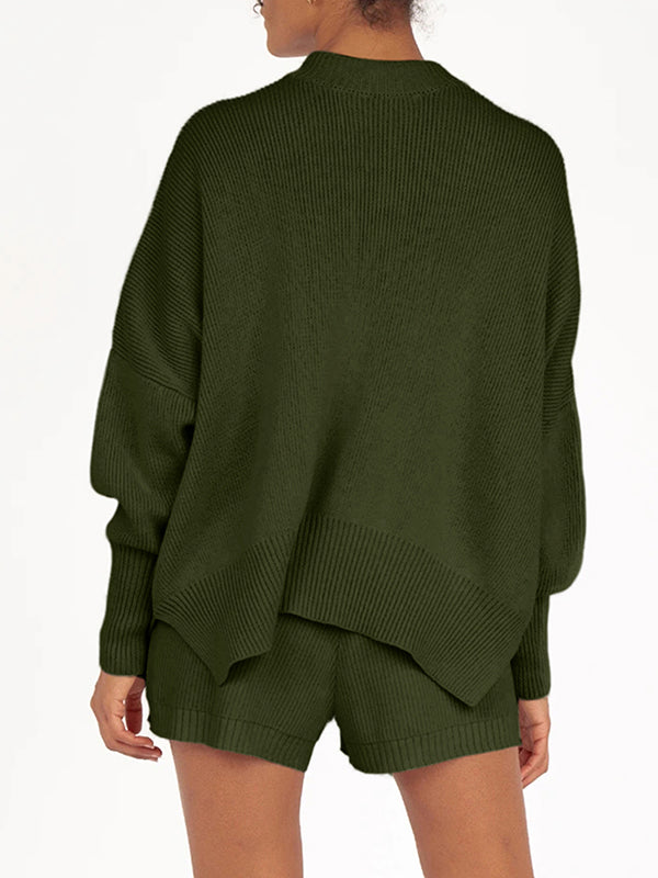 Womens Oversized Sweaters Fall Slouchy Long Sleeve Mock Neck Side Split Pullover Jumper