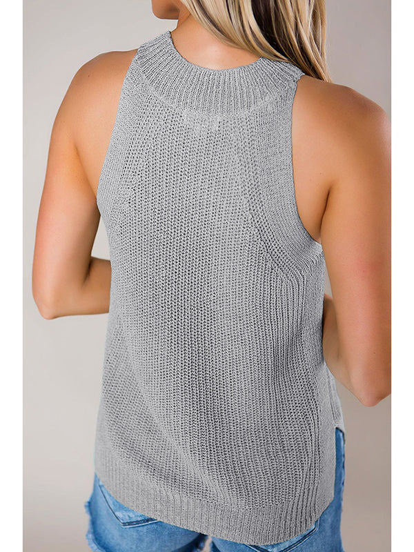Women'S Summer Halter Tank Tops Sleeveless Casual Racerback Loose Shirts Knit Cami Sweater Vest