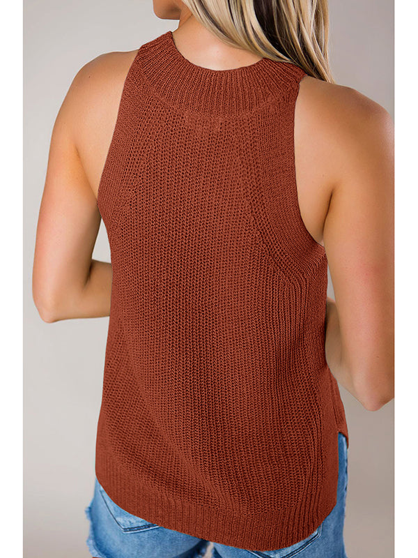 Women'S Summer Halter Tank Tops Sleeveless Casual Racerback Loose Shirts Knit Cami Sweater Vest
