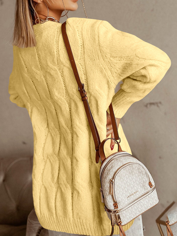 Women Long Sleeve Cardigan Sweaters Open Front Cable Knit Wrap Outerwear