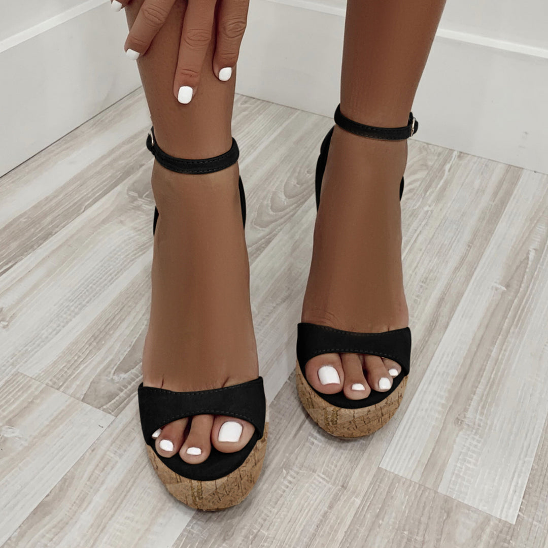 Platform High Wedges Open Toe Ankle Strap Cork Heel Sandals