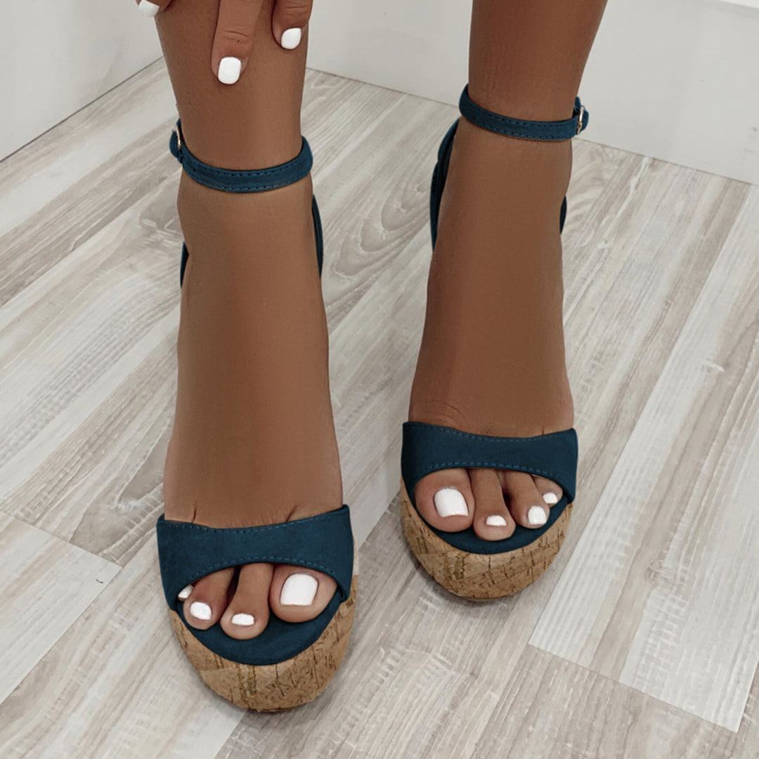Platform High Wedges Open Toe Ankle Strap Cork Heel Sandals