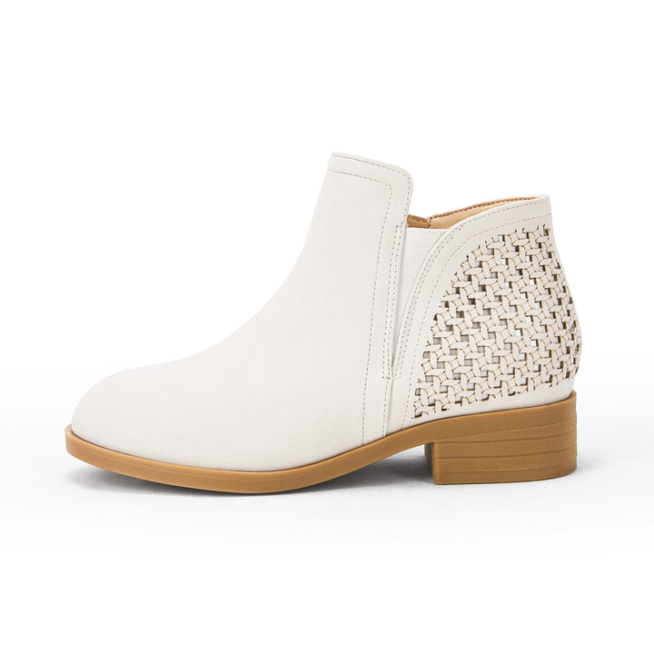 Kids Cutout Ankle Boots Chunky Low Heels Perforated Booties