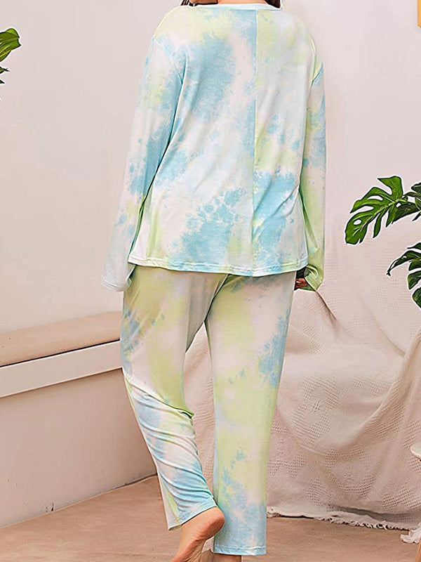 Women Plus Size Pajamas Sets Long Sleeve Sleep Shirts with Flower Pants Loungewear