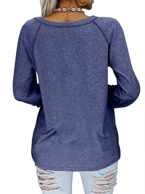 Womens V Neck Sweatshirt Hollow Out Embroidered Long Sleeve Pullover Tops