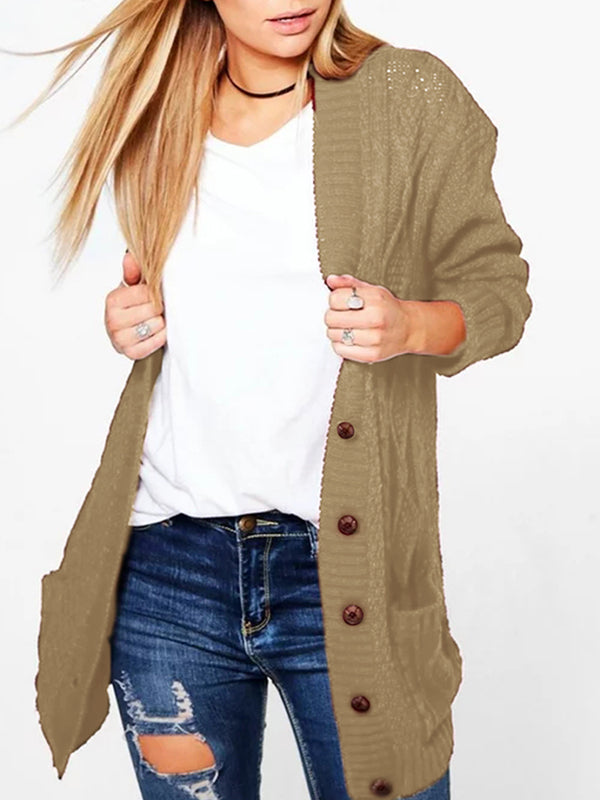 Women Open Front Cardigan Sweaters Button Down Cable Kint Chunky Outwear Coat
