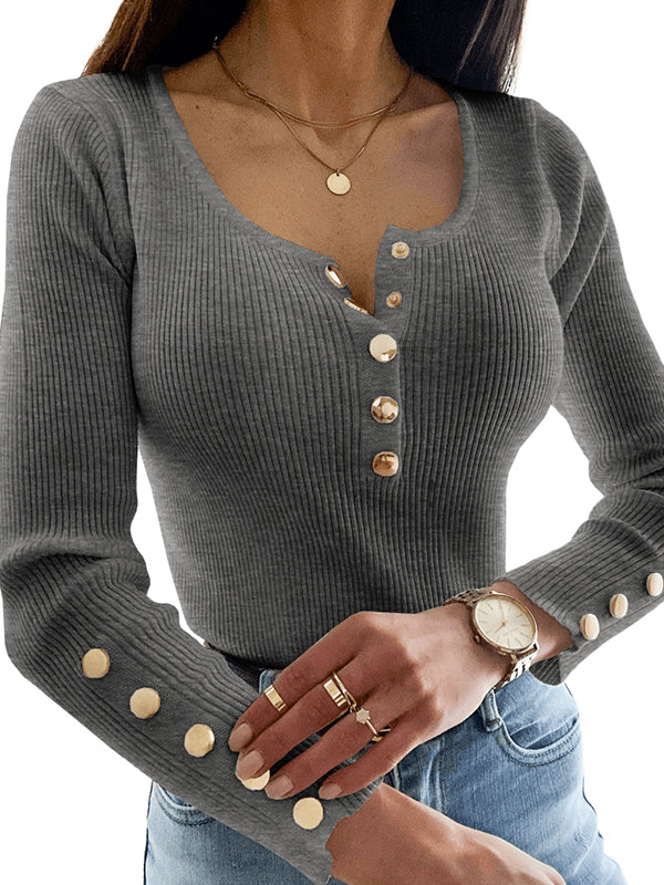 Womens Square Neck Knit Tunic Sweater Tops Slim Fit Long Sleeve Pullover