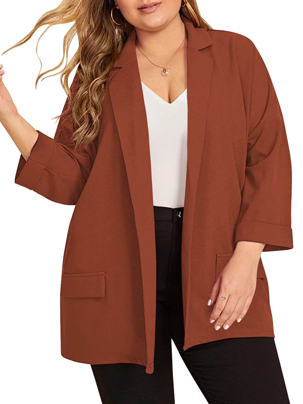 Women Plus Size Casual Blazer Open Front Long Sleeve Work Office Jackets Blazer