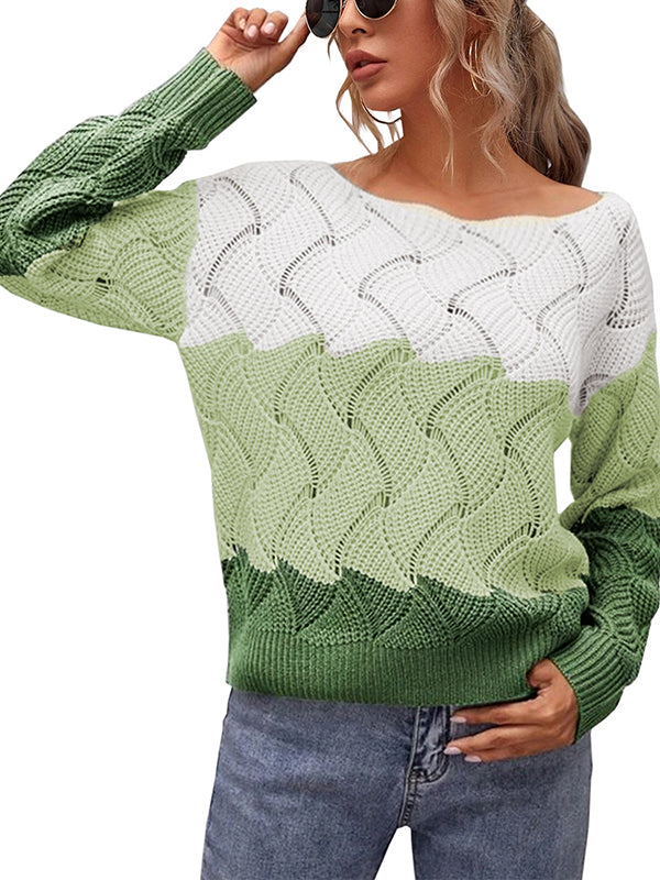 Women Casual Long Sleeve Fall Sweaters Crew Neck Knit Pullover Sweater Jumper Tops