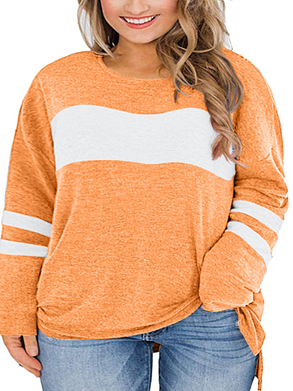 Women Plus Size Oversized Tops Casual Crewneck Long Sleeve Loose T-Shirts