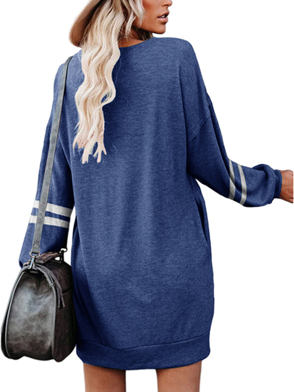 Women Long Sleeve Sweatshirt Dress Pullover Tops Loose Fit Crewneck T Shirts Blouses