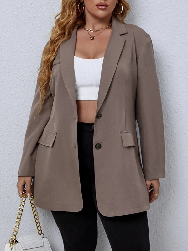 Women Plus Size Loose Tunic Lapel Blazers Open Front Long Sleeve Blazer Jacket