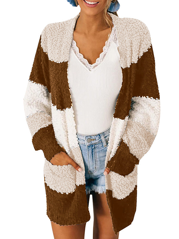 Women Chunky Popcorn Cardigan Long Sleeve Open Front Fuzzy Knit Loose Outerwear