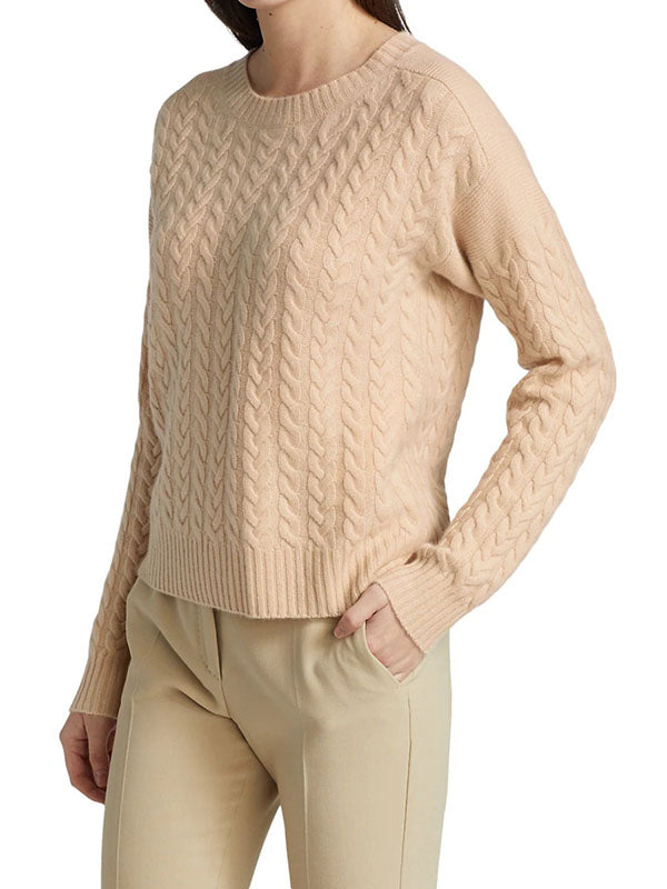 Women Crewneck Sweaters Casual Long Sleeve Pullover Cable Knit Sweater Tops