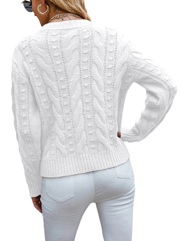 Women Pullover Sweaters Long Sleeve Slim Fit Cable Knit Winter Tops