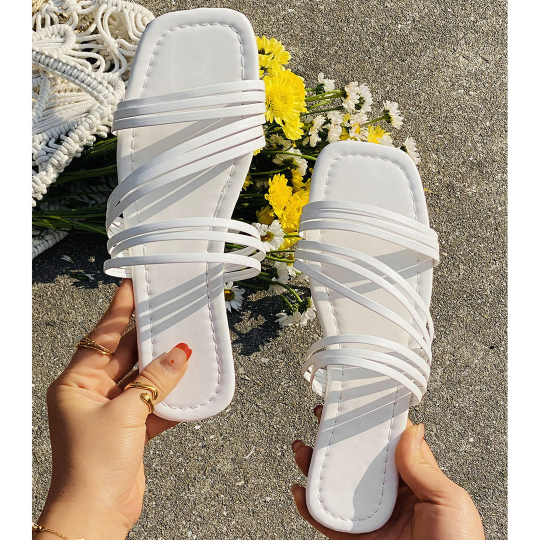 Slip-on Toe Flat Slippers Slide Sandals