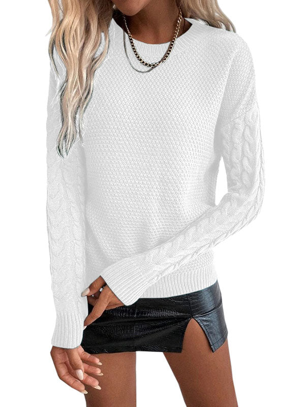 Women Pullover Sweater Casual Long Sleeve Crewneck Chunky Knit Jumper Tops