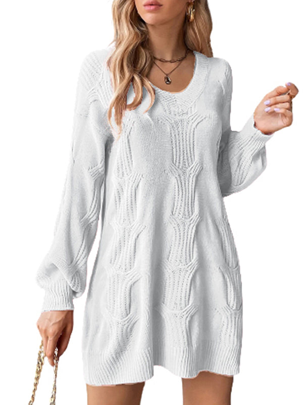 Women Sweater Short Dress Long Sleeve Crewneck Oversized Soft Knit Pullover Sweaters