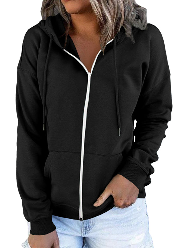 Women Full Zip Up Hoodie Long Sleeve Hooded Sweatshirts Pockets Jacket Coat
