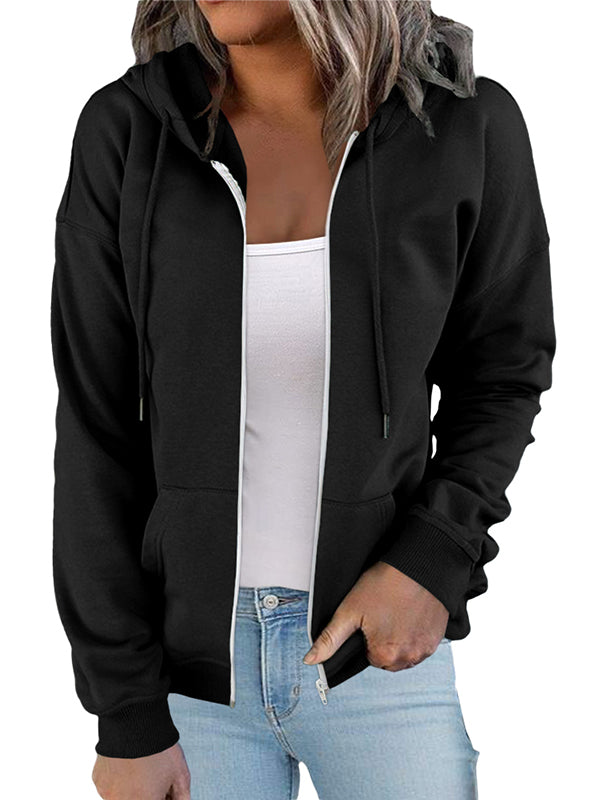 Women Full Zip Up Hoodie Long Sleeve Hooded Sweatshirts Pockets Jacket Coat
