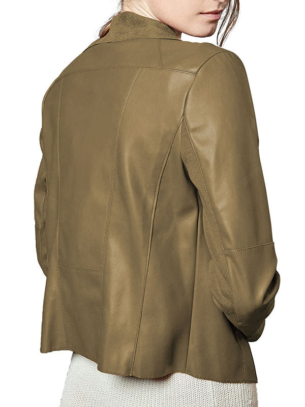 Women's Faux Leather Classic Lapel Motorcycle Jacket Coats