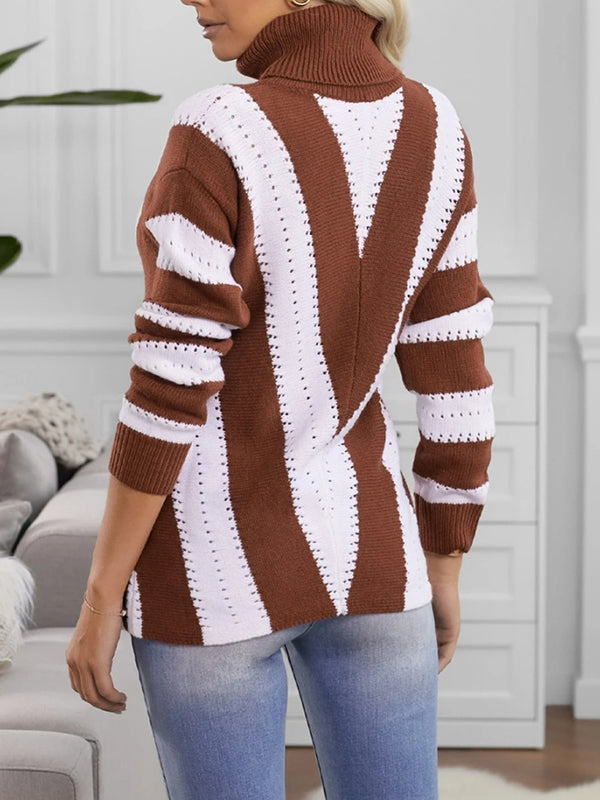 Women Turtleneck High Neck Knit Sweater Long Sleeve Pullover Tops