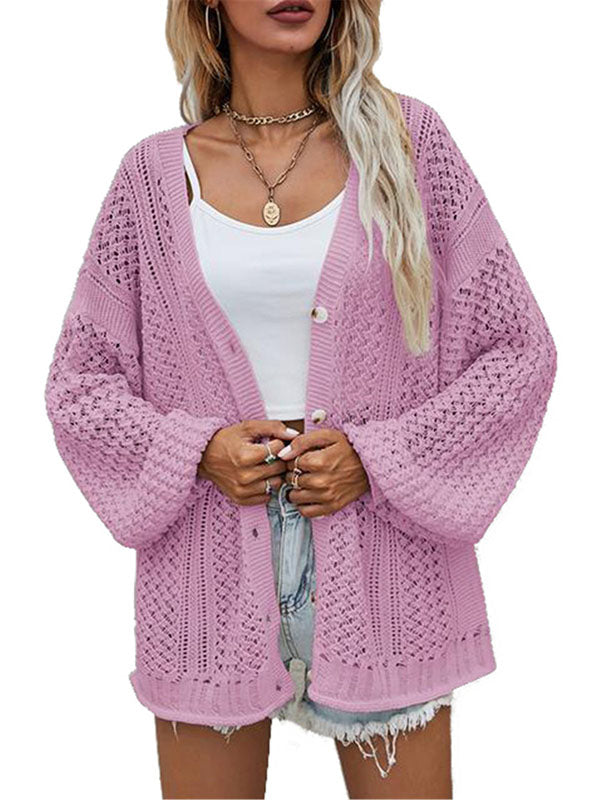 Women Crochet Cardigan Sweater Solid Color Oversized Summer Open Front Outwear