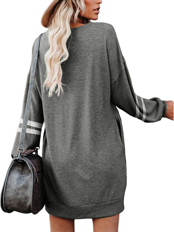 Women Long Sleeve Sweatshirt Dress Pullover Tops Loose Fit Crewneck T Shirts Blouses