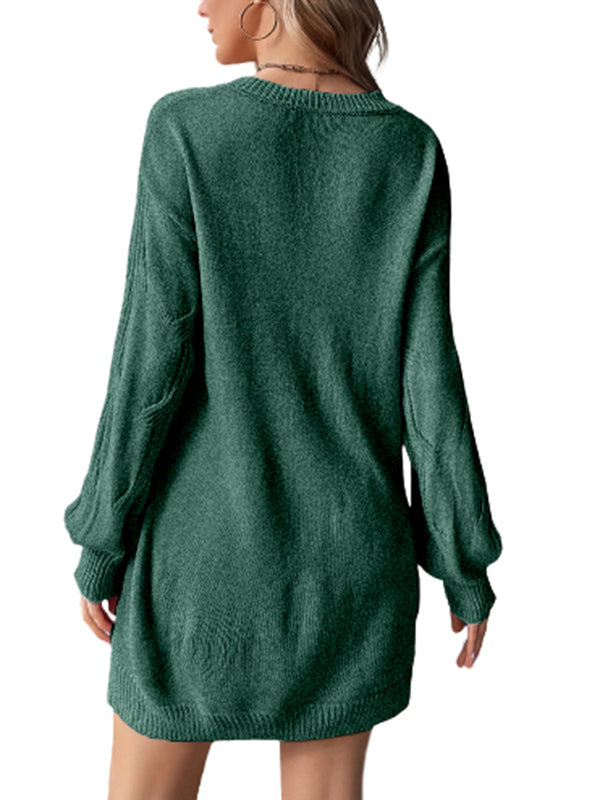 Women Sweater Short Dress Long Sleeve Crewneck Oversized Soft Knit Pullover Sweaters