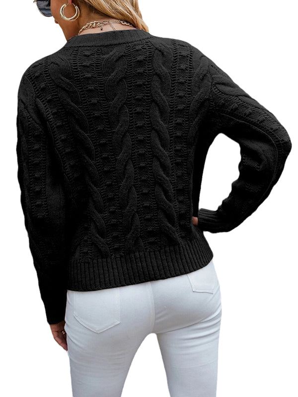 Women Pullover Sweaters Long Sleeve Slim Fit Cable Knit Winter Tops