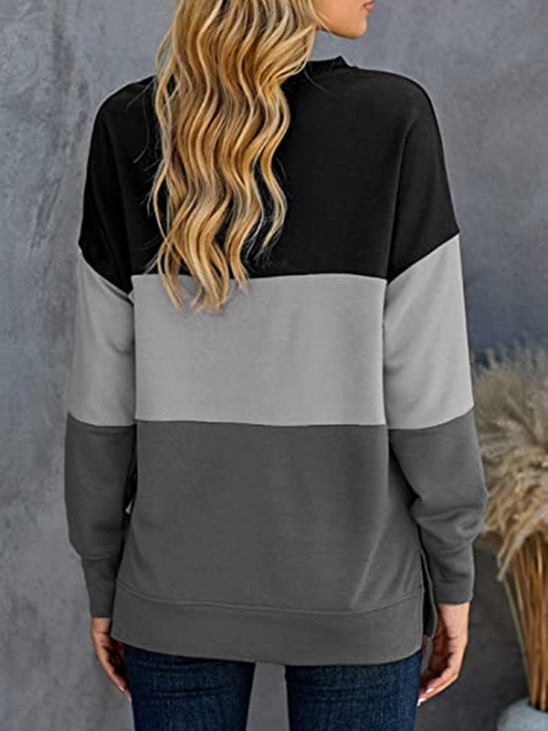 Women's Casual Long Sleeve Sweatshirt Loose Half Zip Pullover Tops