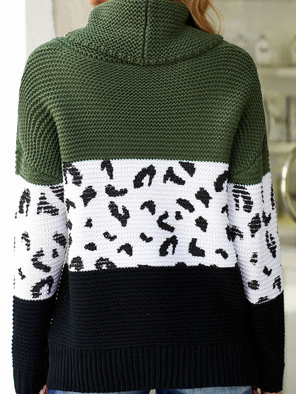 Women Turtleneck Long Sleeve Spilt Hem Knit Tunic Pullover Sweater Tops