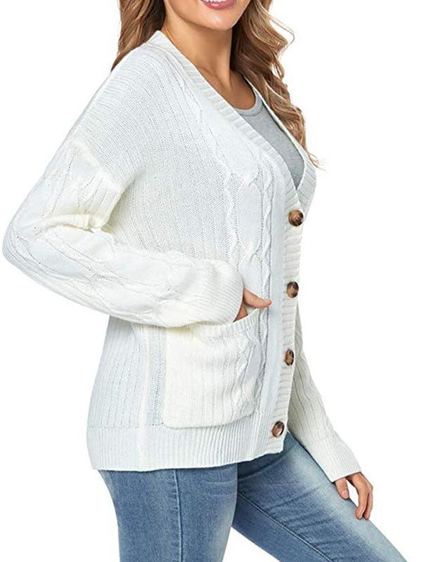 Women Long Sleeve Cardigan Sweater V Neck Button Down Knitwear Coat